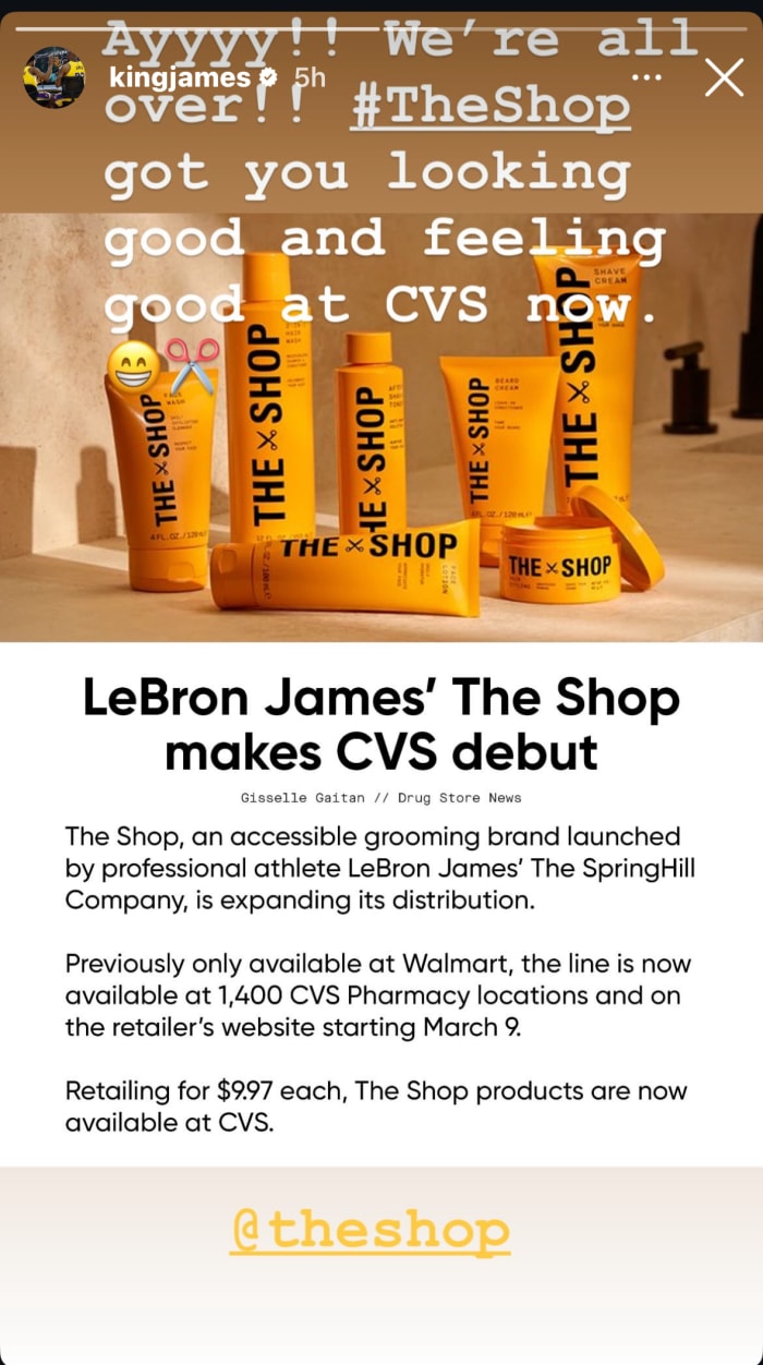 LeBron James' post about The Shop.