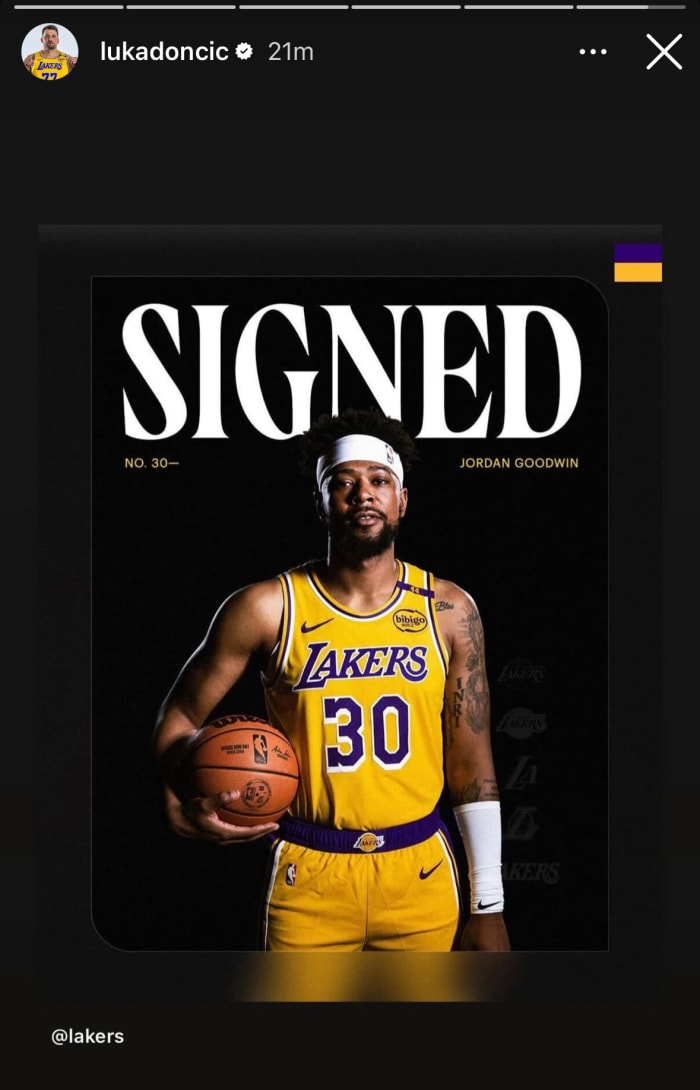 Los Angeles Lakers guard Luka Doncic posts on his Instagram story.