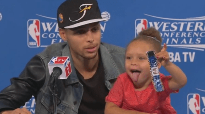 Riley Curry Hijacks Steph's Press Conference Again - Athlon Sports