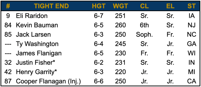 2025 Notre Dame Projected Depth Chart - Offense - Athlon Sports