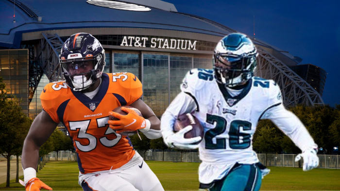 Miles Sanders and Javonte Williams At AT&T Stadium