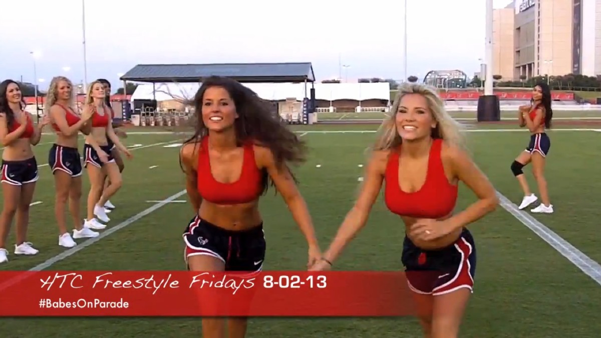 It's the Houston Texans cheerleaders doing something they call "Freestyle Fridays." 