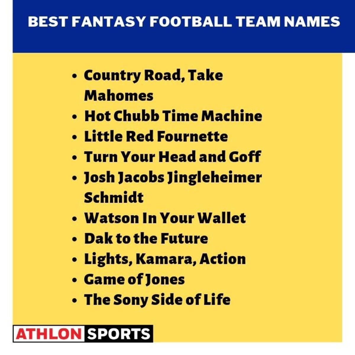 Fantasy Football Team Names (Funny, Great, Good)