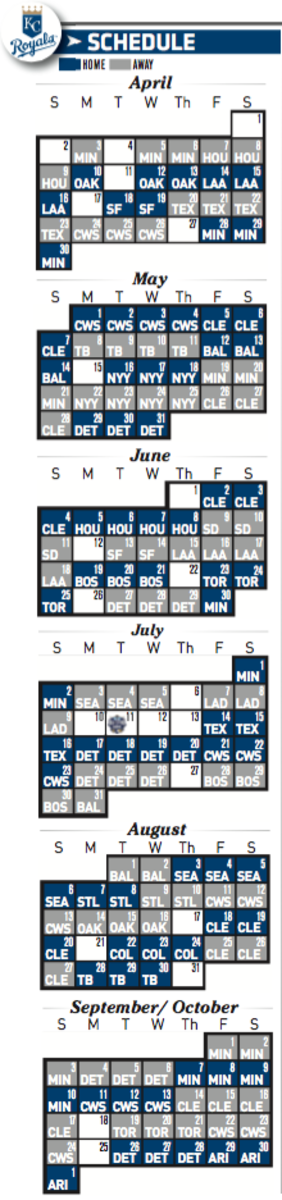 Kansas City Royals 2017 Printable Schedule