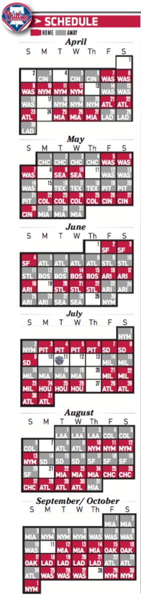 Printable Philadelphia Phillies 2017 Schedule