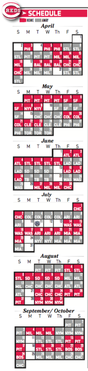 Cincinnati Reds printable 2017 schedule