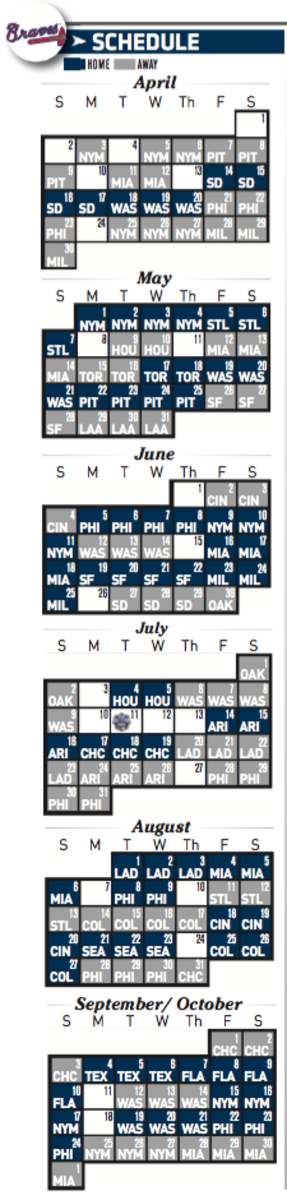 Printable Atlanta Braves 2017 schedule