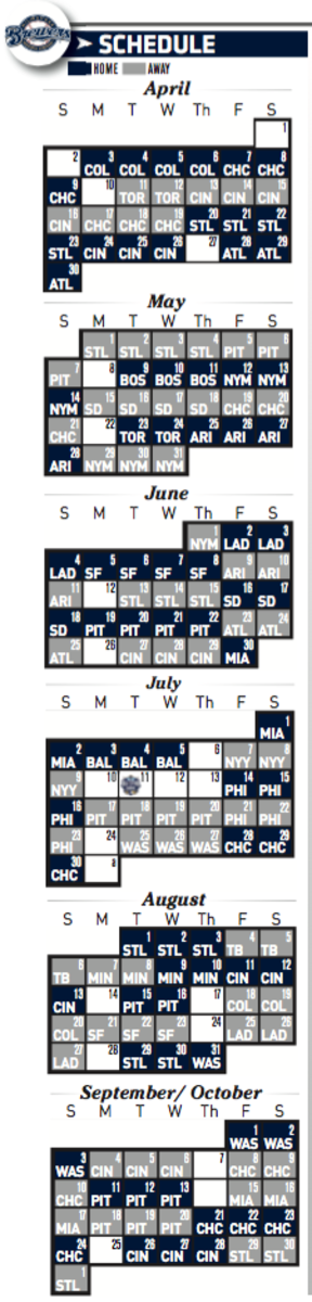 Printable Milwaukee Brewers 2017 schedule