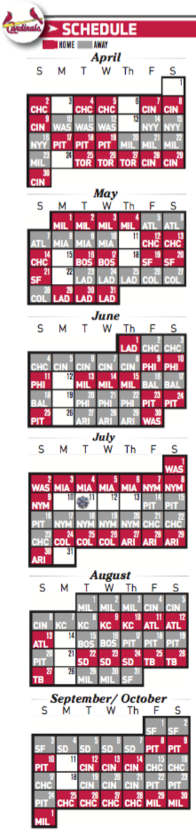 Printable St. Louis Cardinals 2017 schedule