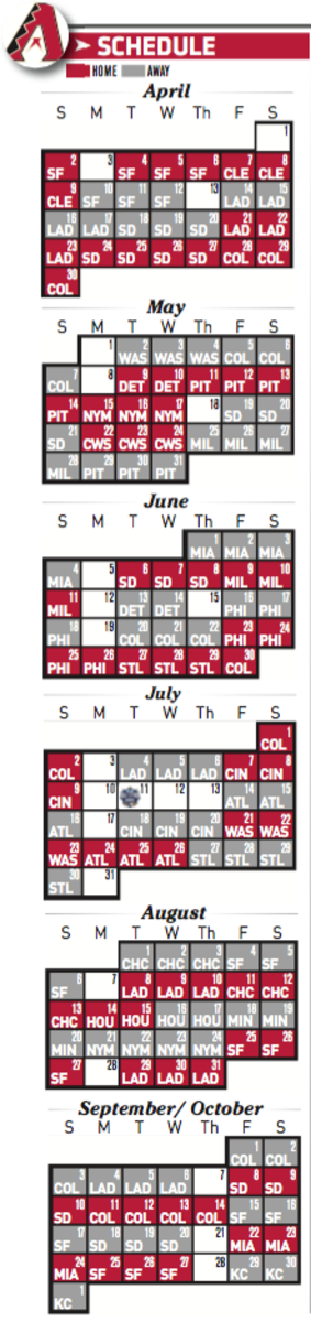 Printable Arizona Diamondbacks 2017 schedule