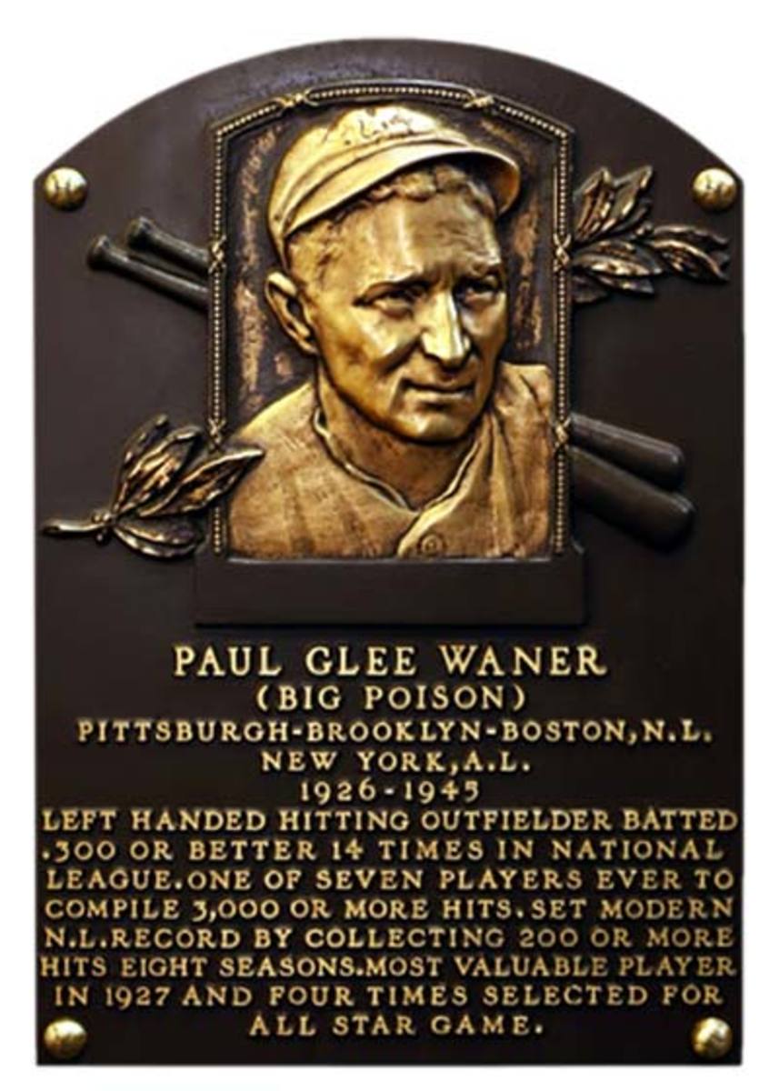 Paul Waner's Hall of Fame plaque