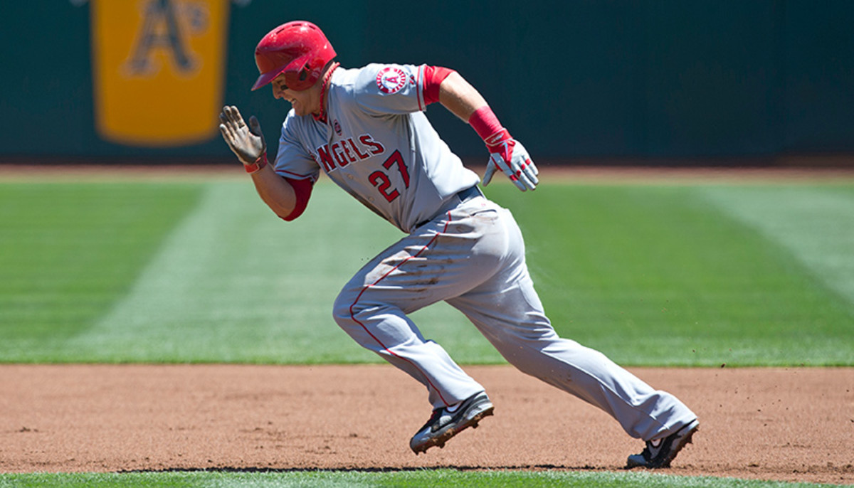 Mike Trout stealing a base