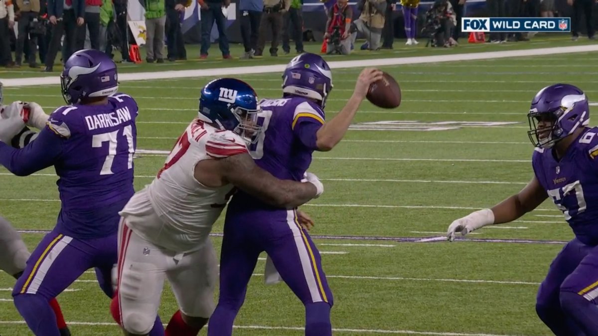 Is this roughing the passer from Giants vs Vikings the worst in NFL playoff  history? 