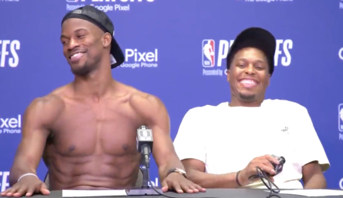 Bam Ado takes issue with Jimmy Butler's shirtless news conference 