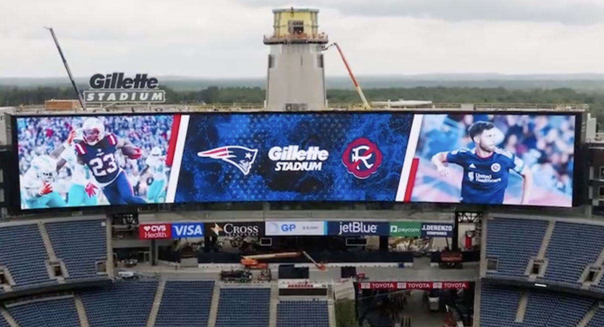 New England Patriots unveil new massive end zone videoboard