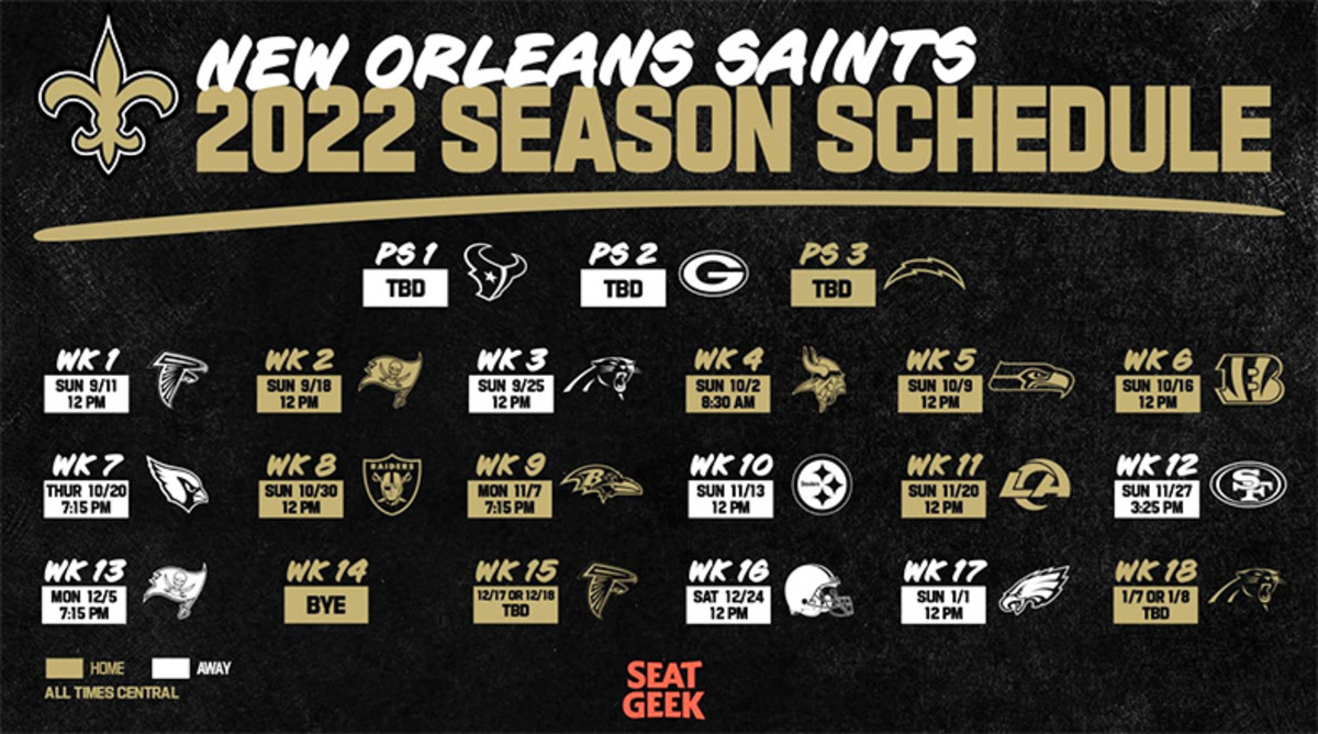 New Orleans Saints 2022 Schedule