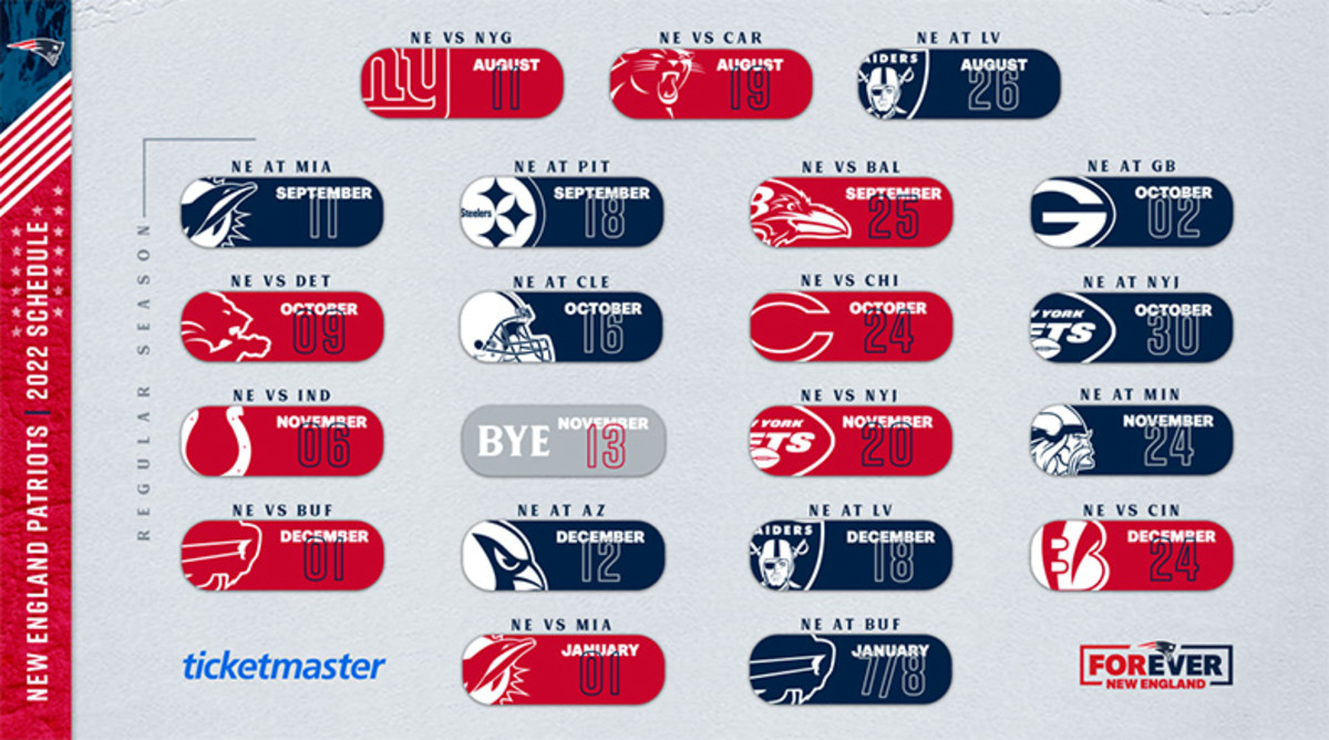 New England Schedule 2025-23