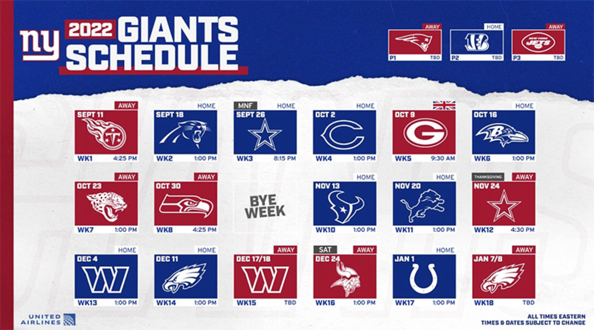 New York Giants 2022 Schedule