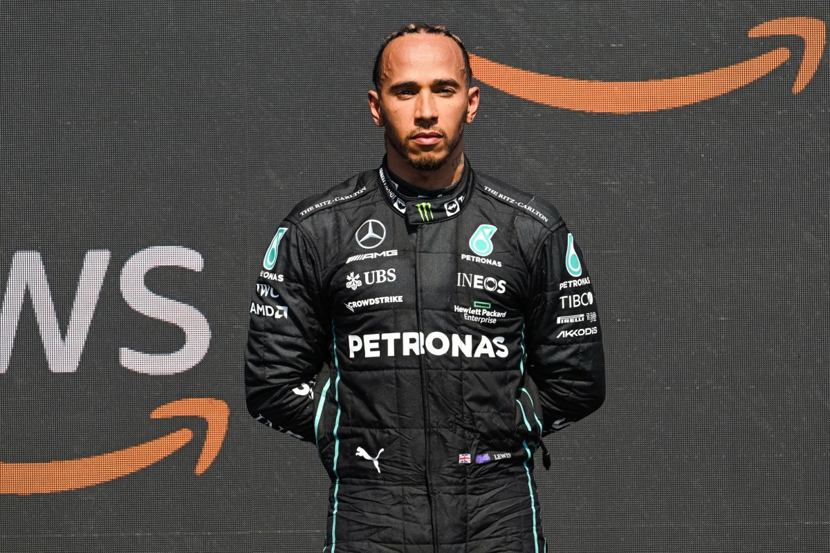 Mercedes driver Lewis Hamilton of United Kingdom stands during the national anthems after finishing third of the Montreal Grand Prix at Circuit Gilles Villeneuve.