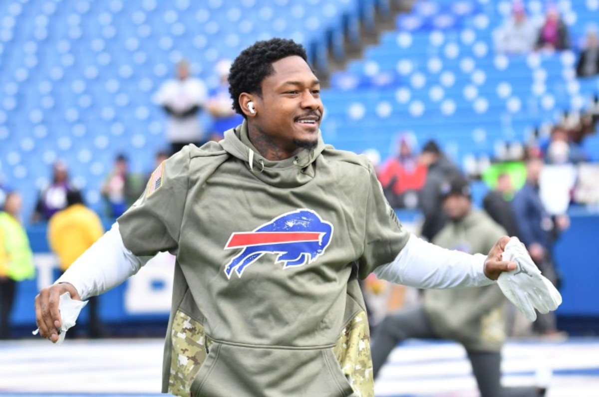 Stefon Diggs of the Buffalo Bills looks on against the Cleveland