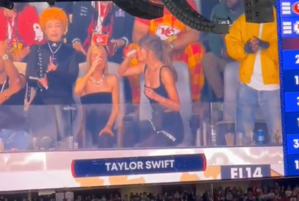 Cameras Caught Taylor Swift Chugging Beer During Super Bowl 2024 -  AthlonSports.com | Expert Predictions, Picks, and Previews