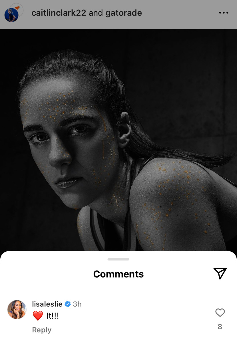 Former WNBA star Lisa Leslie comments on Indiana Fever star Caitlin Clark's Instagram post