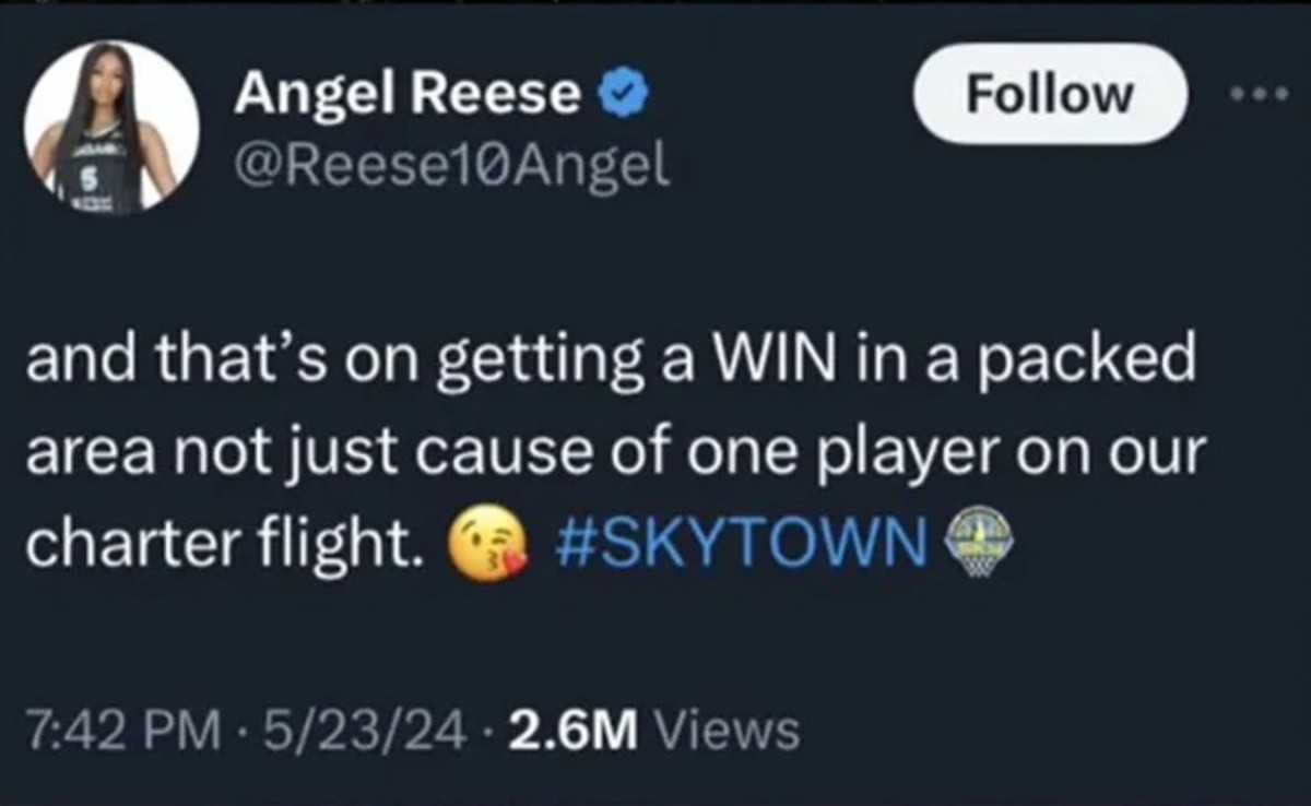 Angel Reese's deleted X post from May 23.