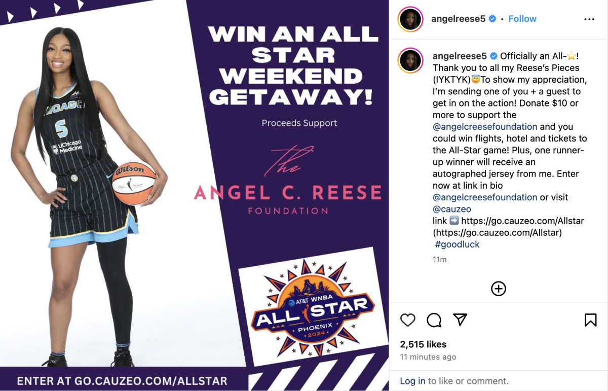 Chicago Sky forward Angel Reese announced a 2024 WNBA All-Star Game giveaway on Instagram