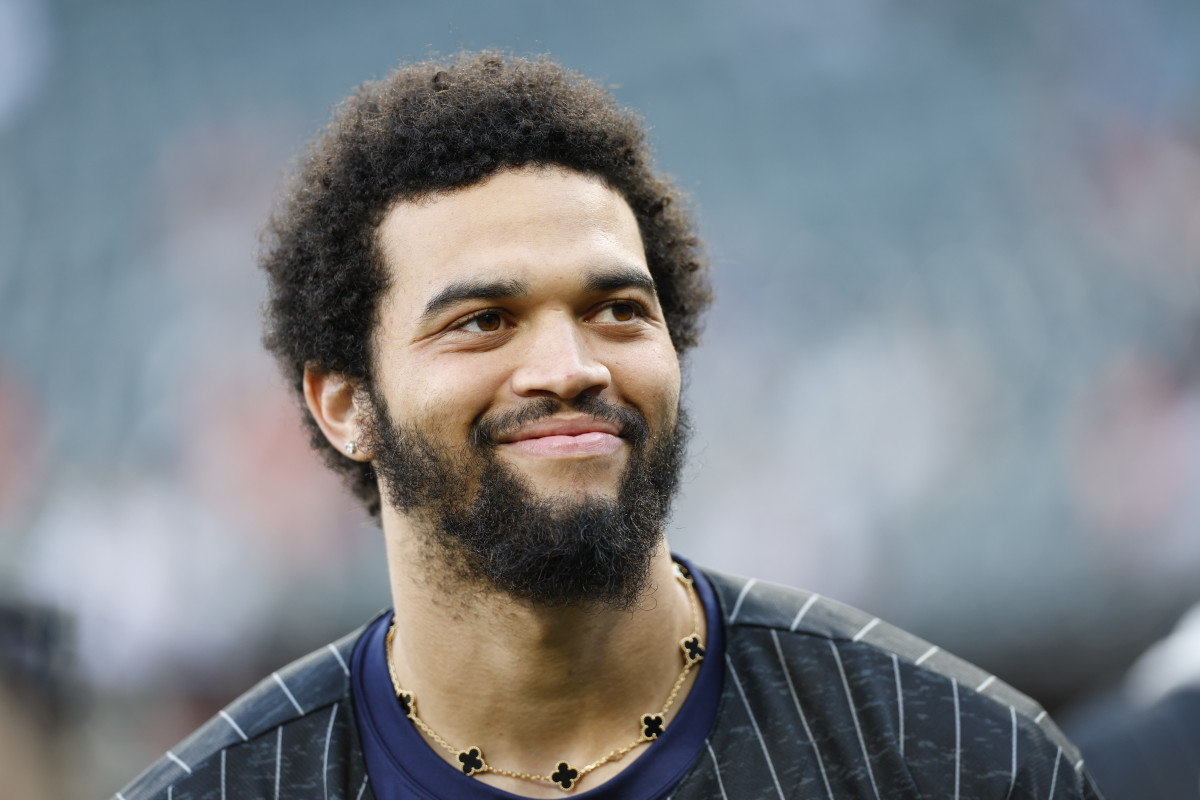 Chicago Bears quarterback Caleb Williams attends a game between the Chicago White Sox and Baltimore Orioles at Guaranteed Rate Field.