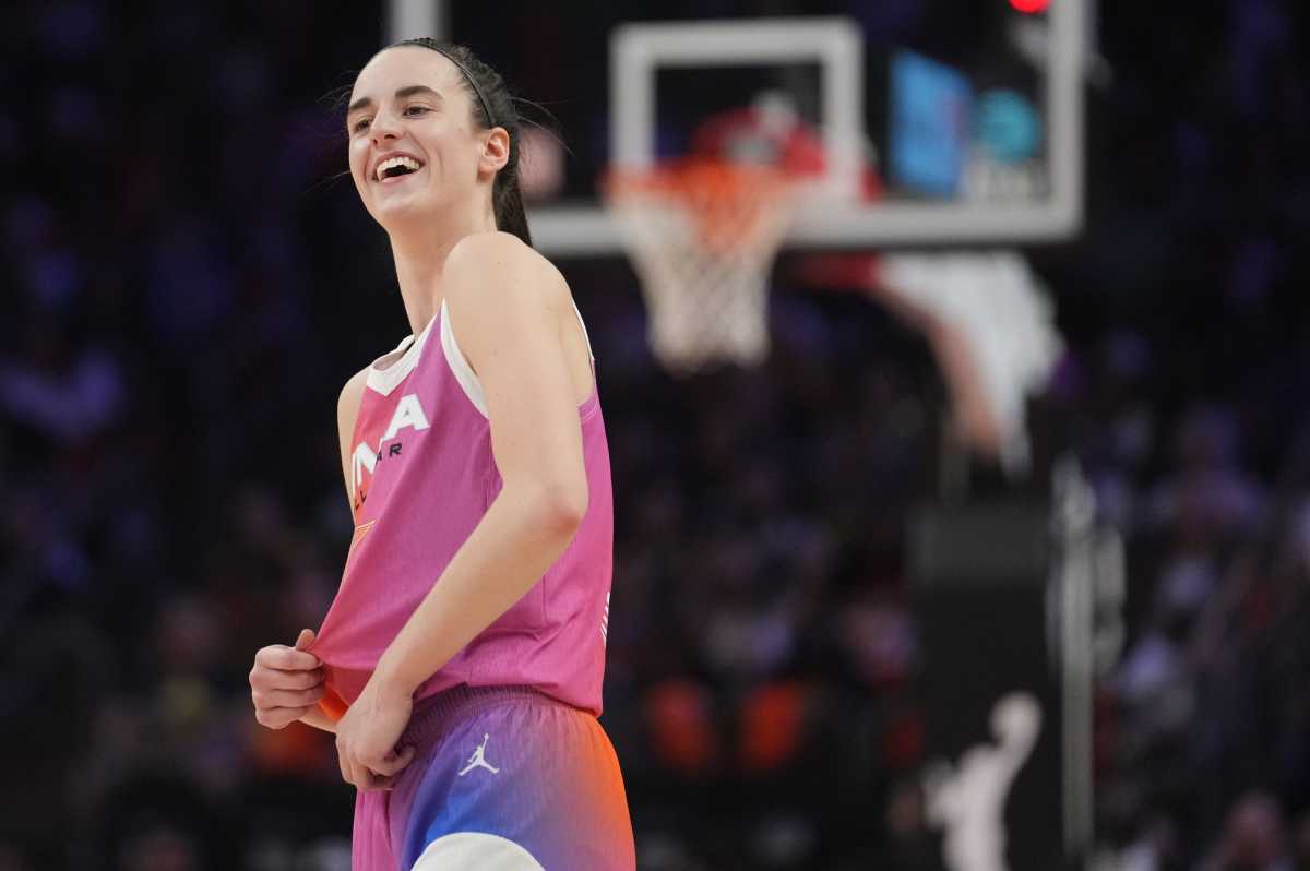 Team WNBA guard Caitlin Clark on the court during the WNBA All-Star Game at Footprint Center in Phoenix on July 20, 2024.