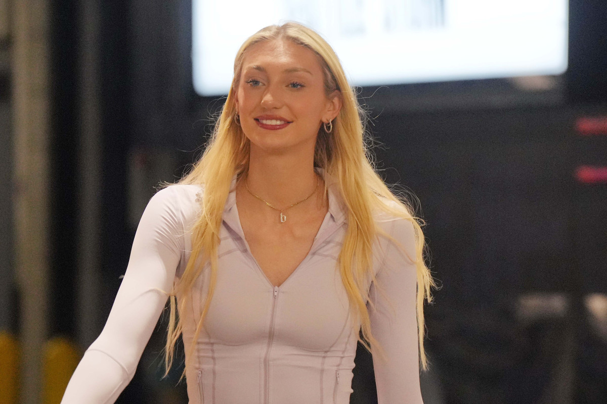 Jul 16, 2024; Los Angeles, California, USA; LA Sparks forward Cameron Brink arrives before the game against the Seattle Storm at Crypto.com Arena.