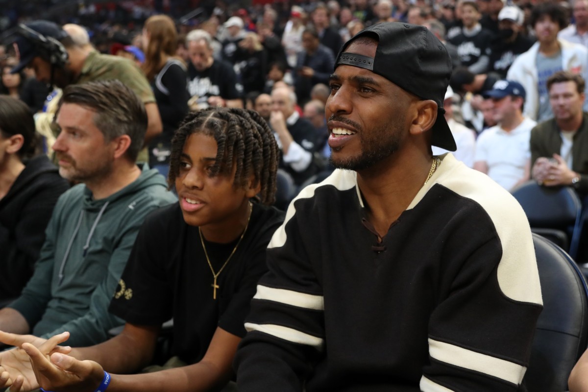 Chris Paul  attends game two of the first round for the 2024 NBA playoffs between the Los Angeles Clippers and the Dallas Mavericks.