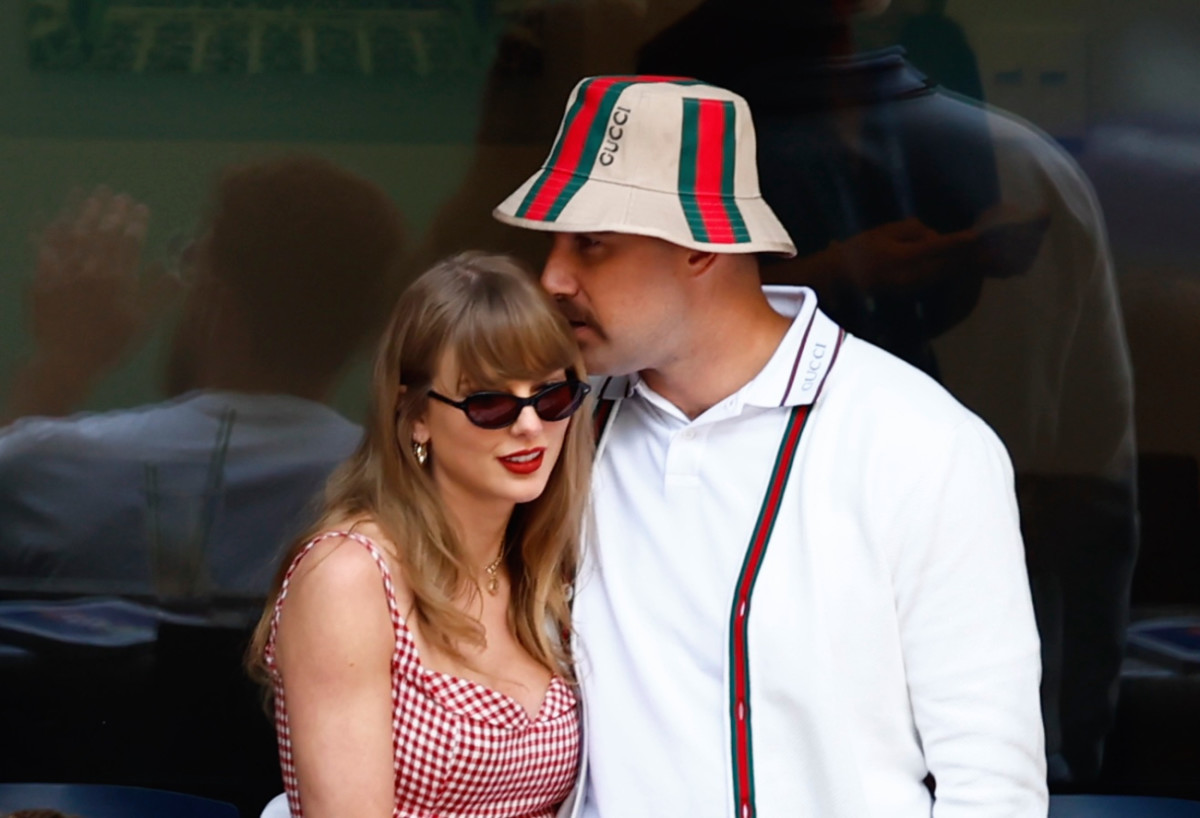 Taylor Swift and Kansas City Chiefs tight end Travis Kelce at the 2024 U.S. Open tennis tournament on September 8, 2024.