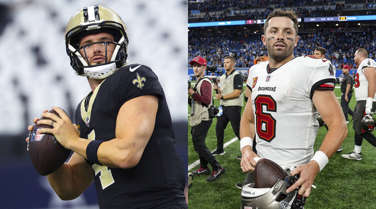 New Orleans Saints QB Derek Carr and Tampa Bay Buccaneers QB Baker Mayfield