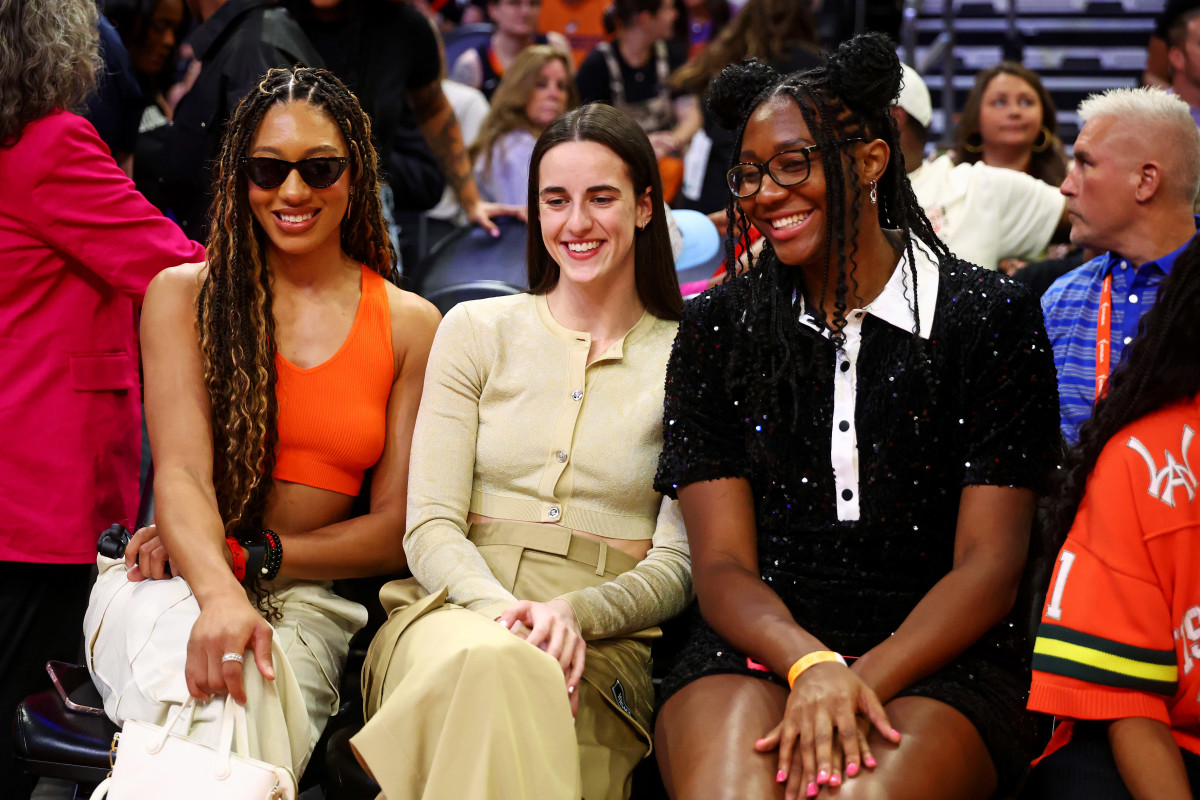 WNBA All-stars Aerial Powers, Caitlin Clark and Aliyah Boston.