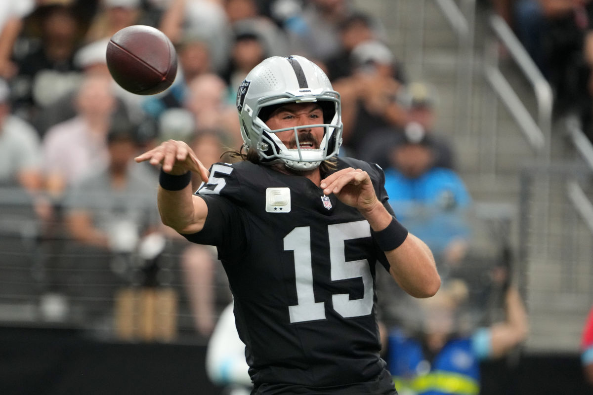 Former Las Vegas Raiders quarterback Gardner Minshew (15).