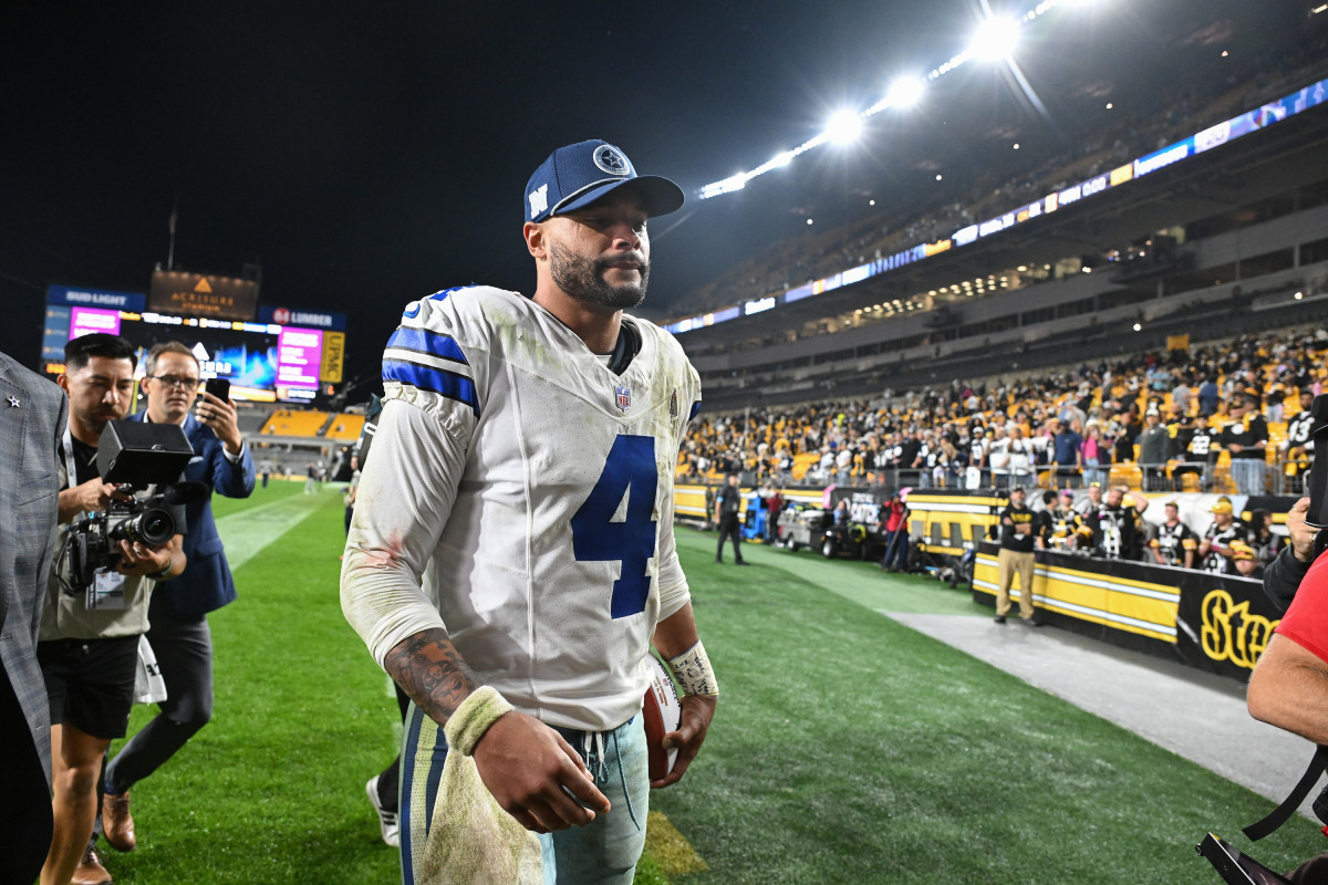 Dallas Cowboys QB Dak Prescott after a game against the Pittsburgh Steelers.