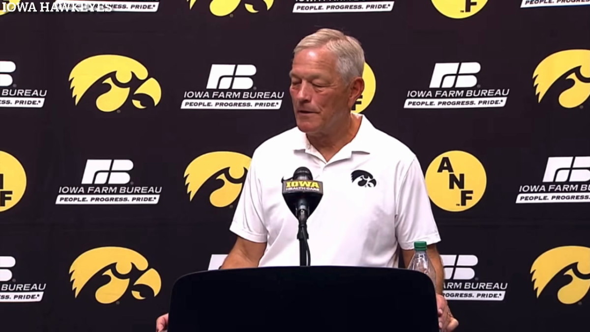 Kirk Ferentz reacts to his 200th win as head coach of the Iowa Hawkeyes