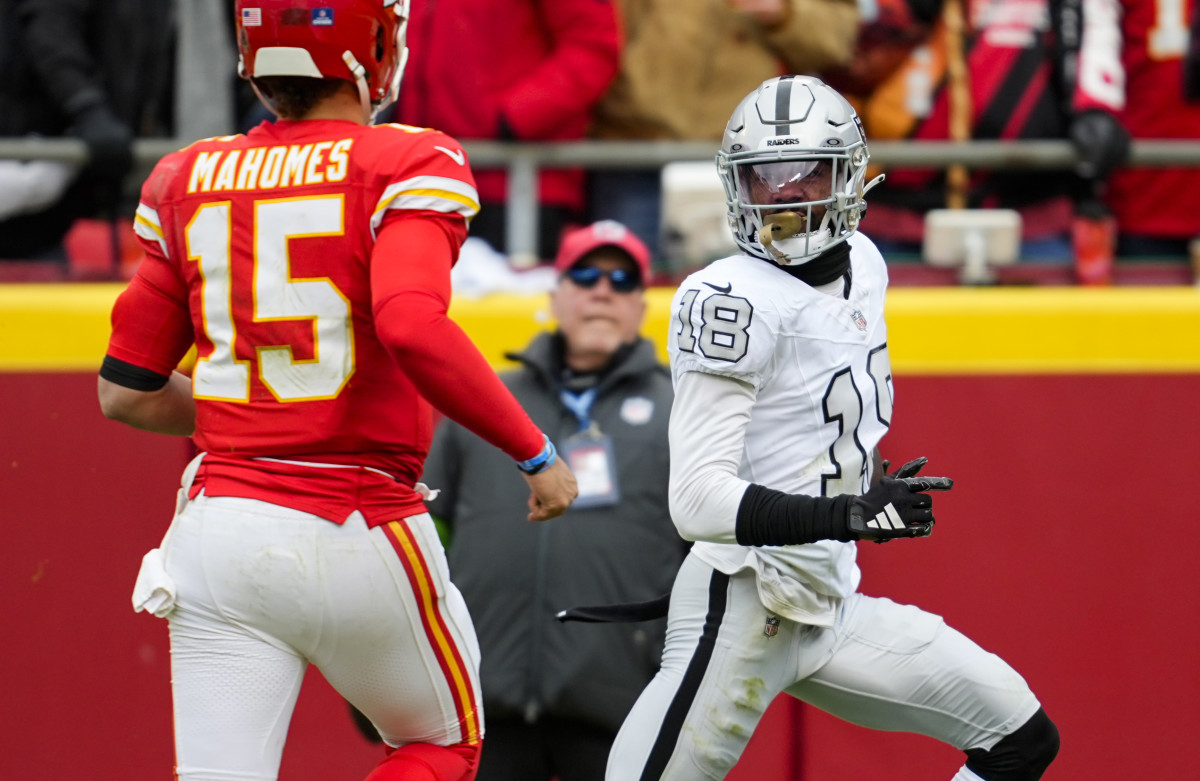 Former Las Vegas Raiders cornerback Jack Jones (18).
