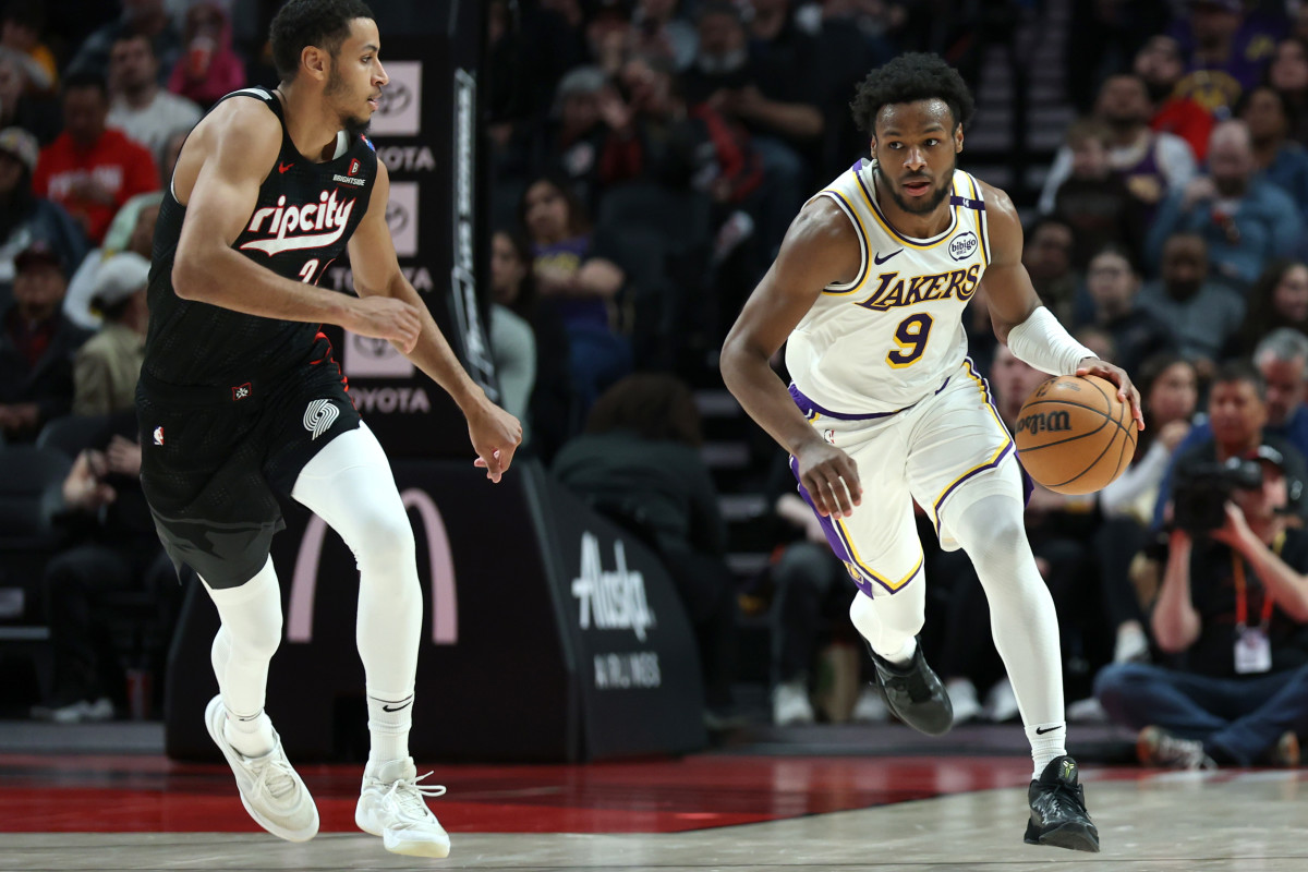 Los Angeles Lakers guard Bronny James (9).