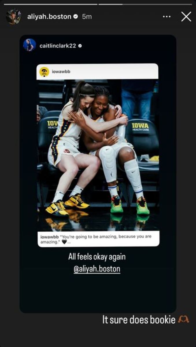 Aliyah Boston's Instagram story.