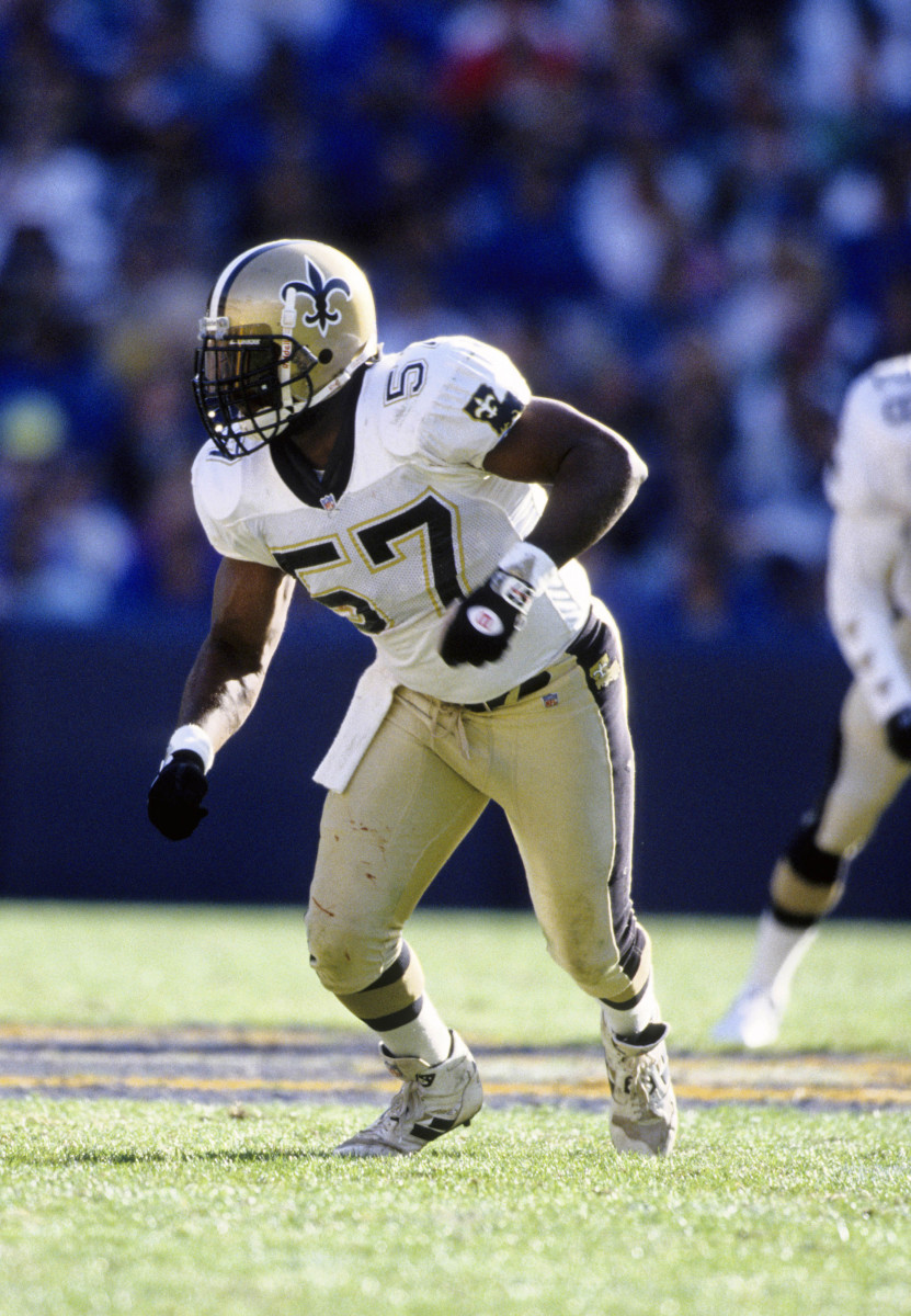 Oct 3, 1993; FILE PHOTO; New Orleans Saints linebacker Rickey Jackson (57) in action against the Los Angeles Rams. Mandatory Credit: Imagn Images