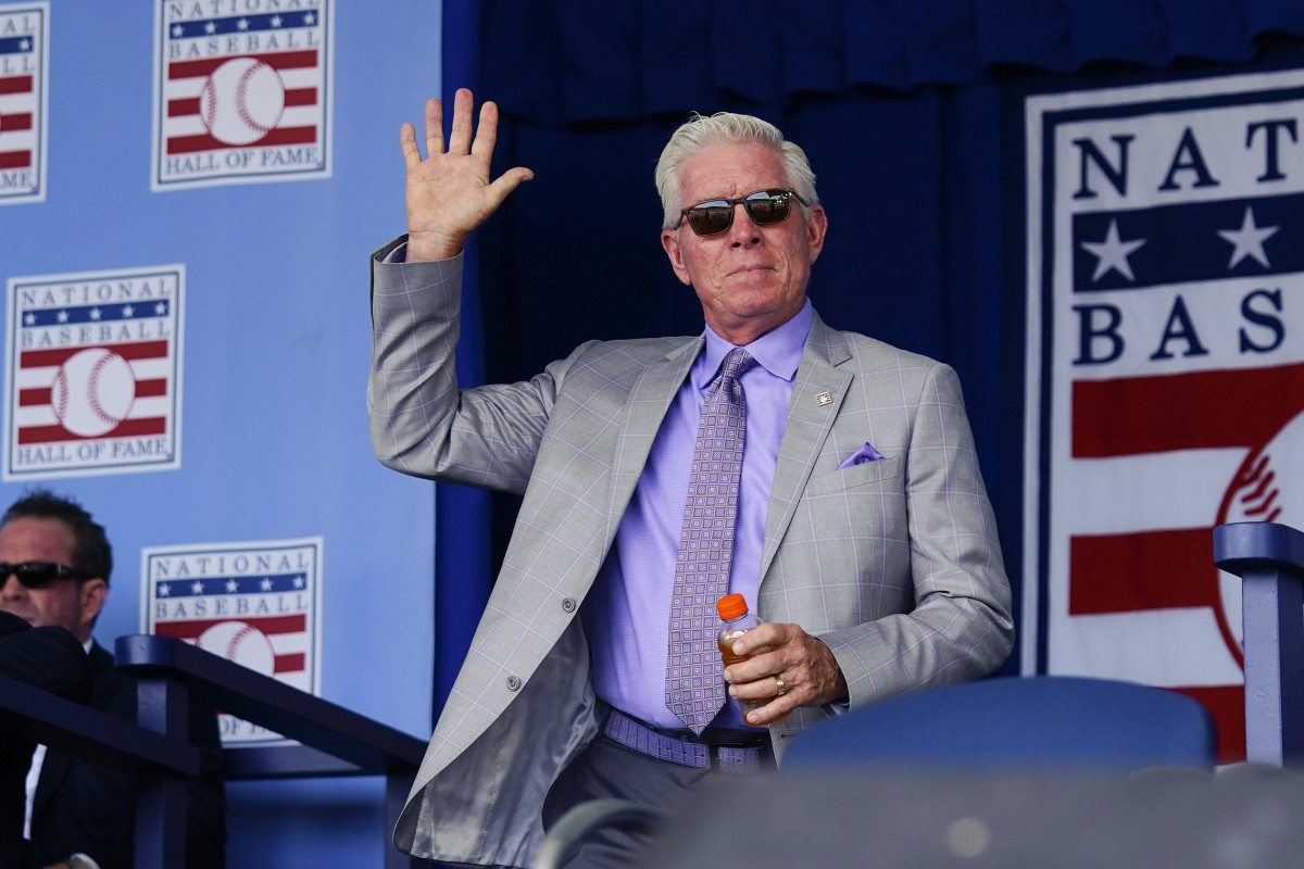 Hall of Famer Mike Schmidt is introduced during the Baseball Hall of Fame Induction Ceremony at Clark Sports Center.