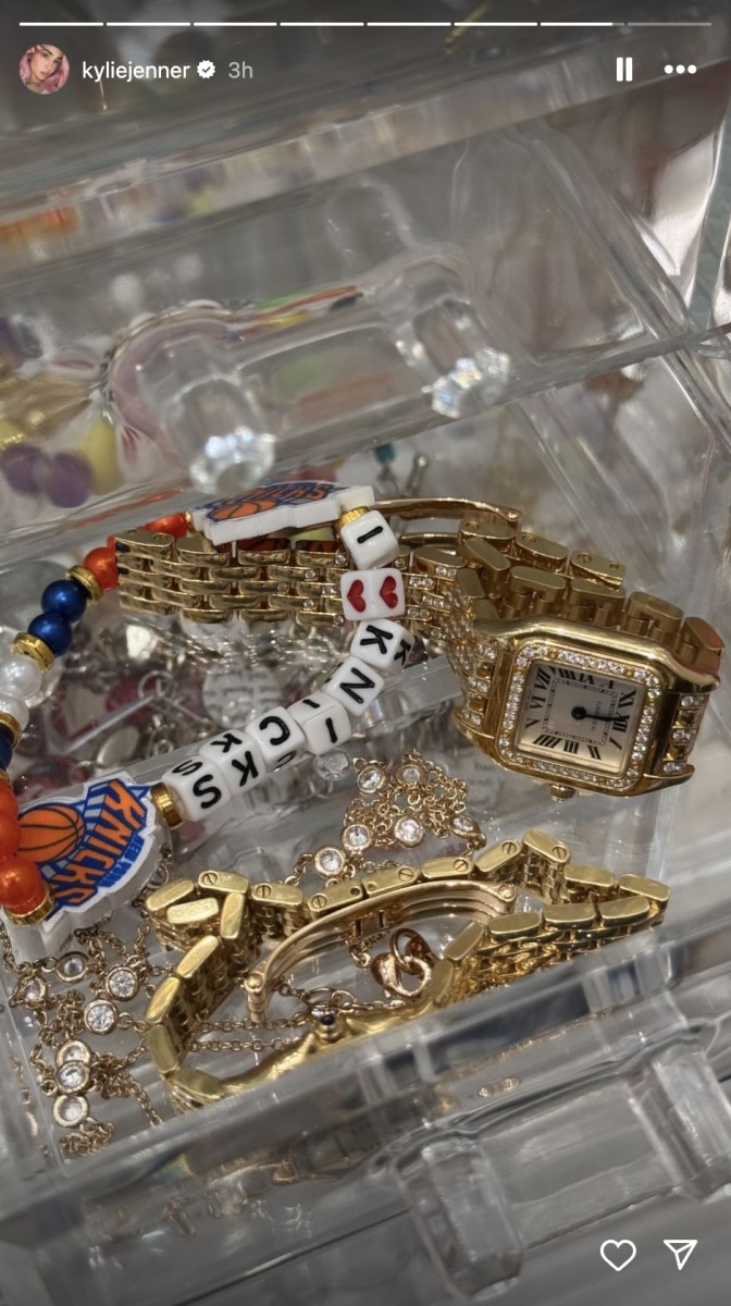 Kylie Jenner showed support for the New York Knicks on social media.