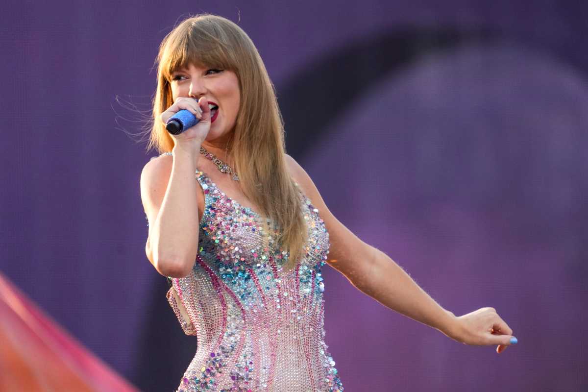 Taylor Swift performers during the first night of the Cincinnati stop of the Eras Tour at Paycor Stadium.
