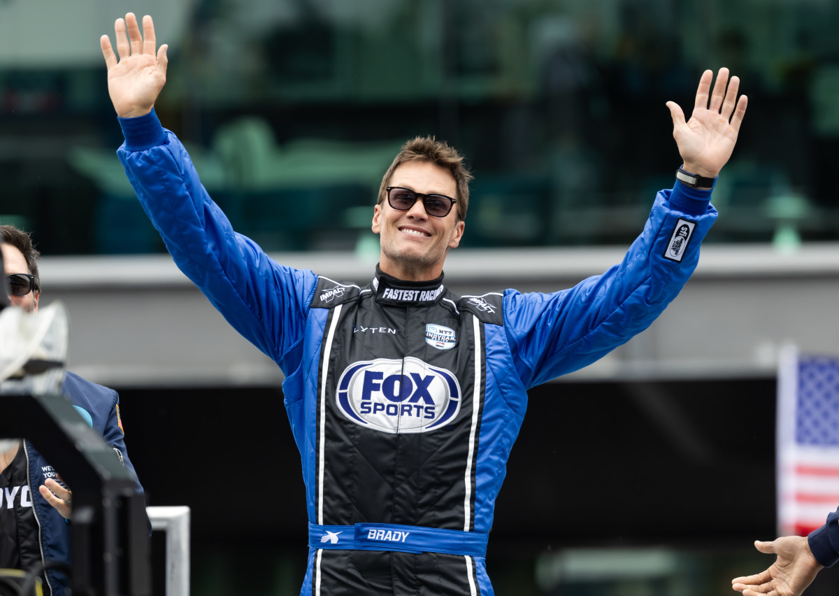 Tom Brady prior to the IndyCar Series 109th Running of the Indianapolis 500 at Indianapolis Motor Speedway.