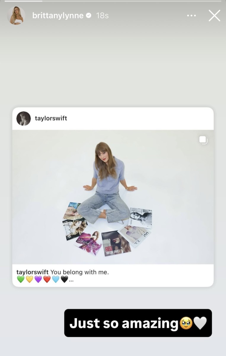 Brittany Mahomes reacts to Taylor Swift's announcement.