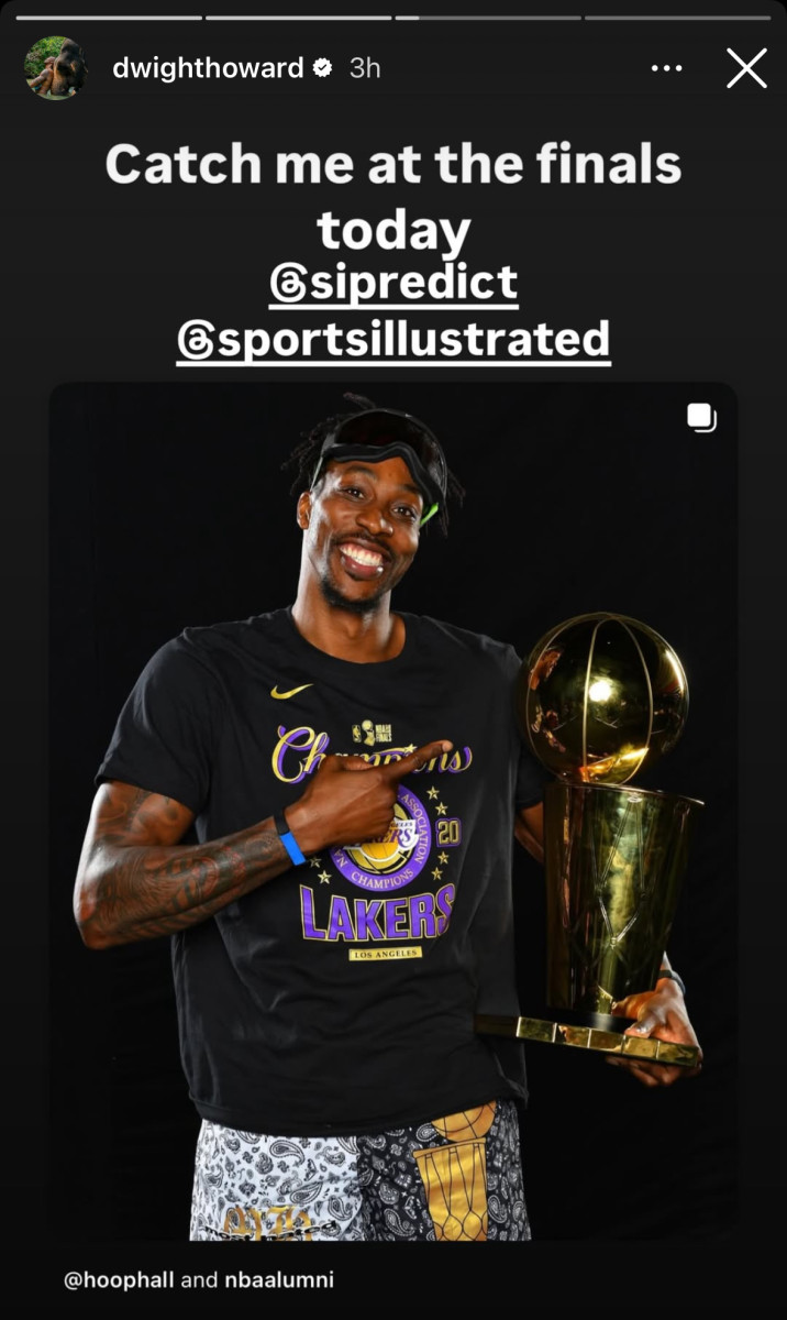 Basketball Hall of Fame center Dwight Howard posts on his Instagram story.