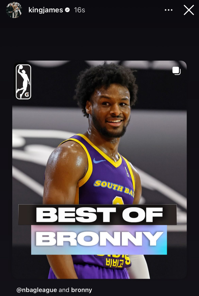 LeBron James Reacts to G League's Message for Bronny James -binh123