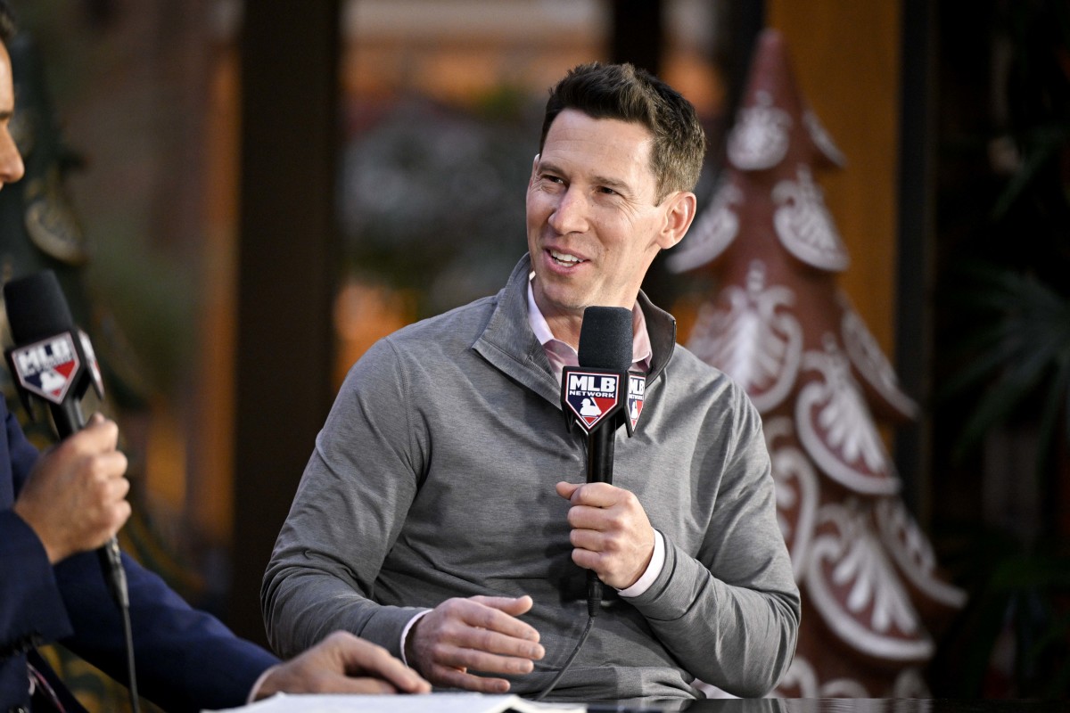 Boston Red Sox chief baseball officer Craig Breslow speaks with the media at the Hilton Anatole during the 2024 MLB Winter Meetings.